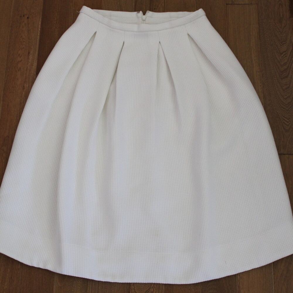 Reiss White Waffle Knit A-Line Pleated‎ Skirt